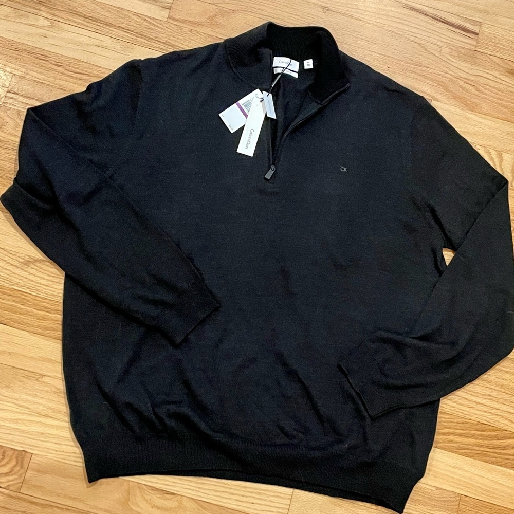 NWT Calvin Klein Italian Merino Wool 1/4 Zip